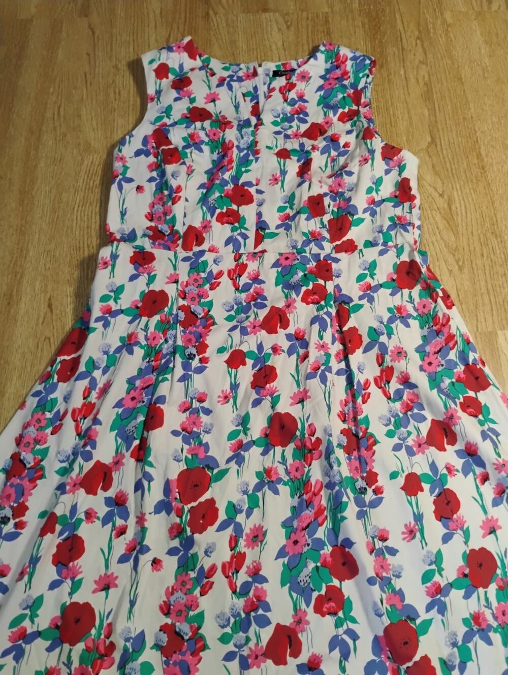 Chadwicks of Boston Womens A-Line Dress Floral Sleeveless White Pink Size 12